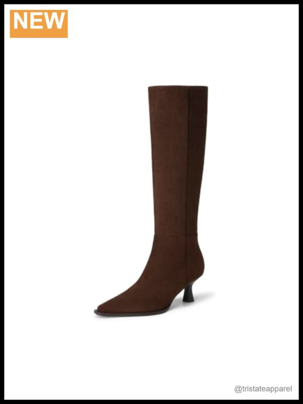 Kitten Heel Knee High Boots Faux Suede Zip Pointed Toe Women's